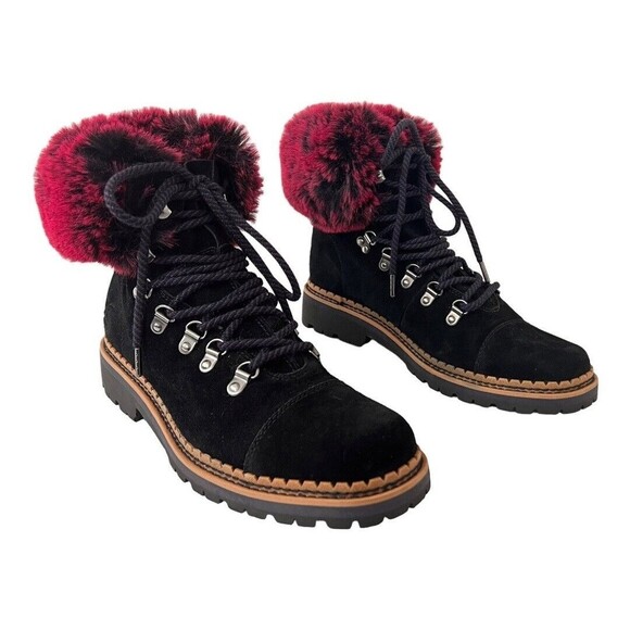 Sam Edelman 8 Bowen Black Suede Combat Fur Lined Lace Up Combat Hiker Boot - Picture 1 of 8